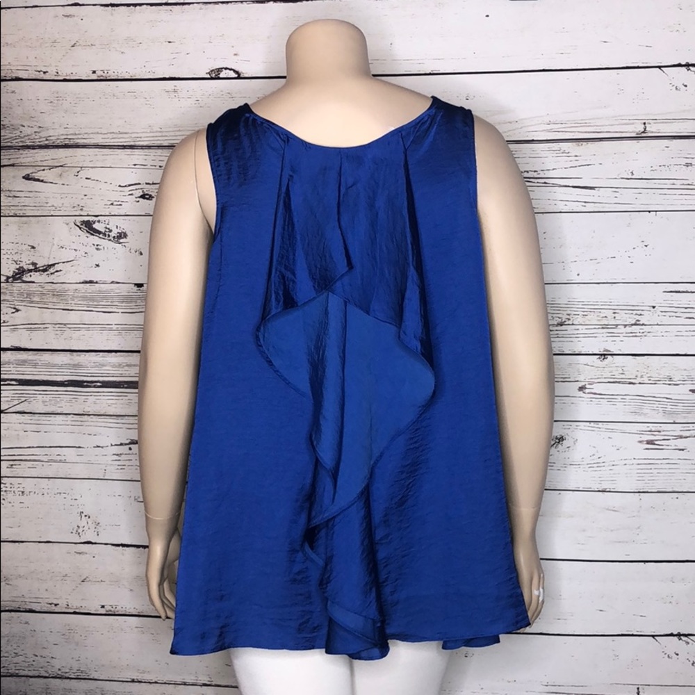Avenue NWT Size 18/20 Royal Blue Ruffle Back Scoop Neck Tank Top Blouse